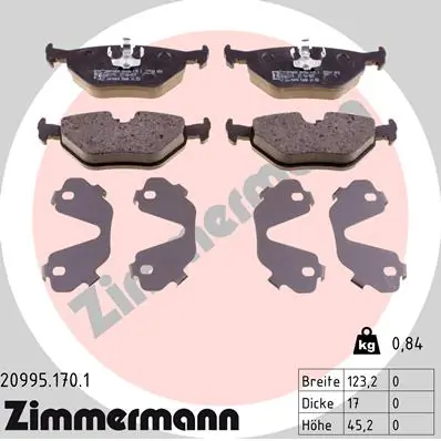 Piduriklotsi komplekt, ketaspidur ZIMMERMANN 20995.170.1