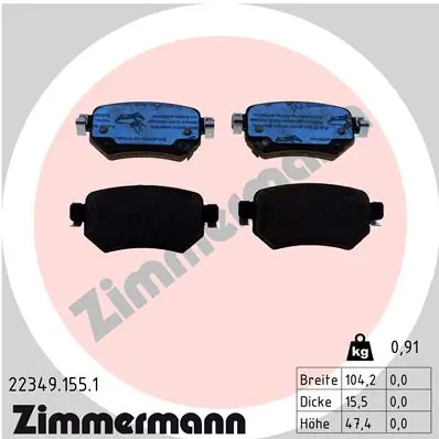 Piduriklotsi komplekt, ketaspidur ZIMMERMANN 22349.155.1