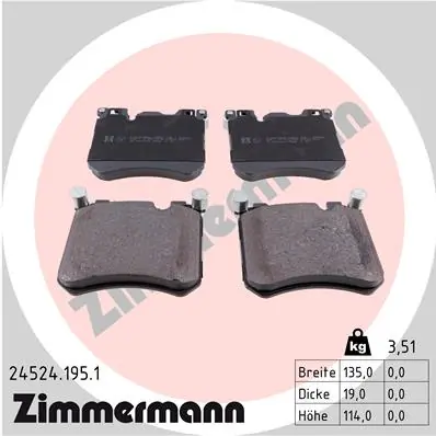 Piduriklotsi komplekt, ketaspidur ZIMMERMANN 24524.195.1