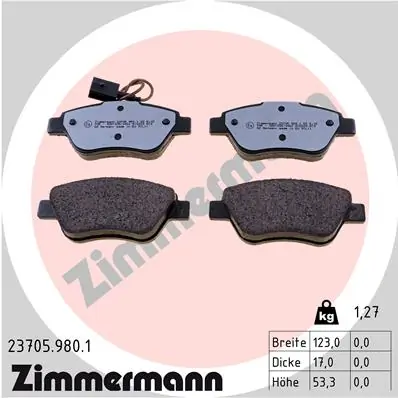 Piduriklotsi komplekt, ketaspidur ZIMMERMANN 23705.980.1