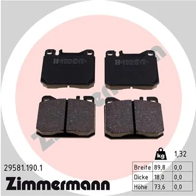 Piduriklotsi komplekt, ketaspidur ZIMMERMANN 29581.190.1