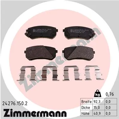 Piduriklotsi komplekt, ketaspidur ZIMMERMANN 24276.150.2