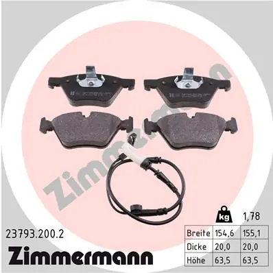 Piduriklotsi komplekt, ketaspidur ZIMMERMANN 23793.200.2