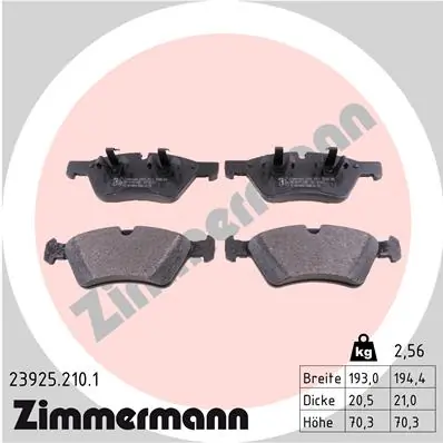 Piduriklotsi komplekt, ketaspidur ZIMMERMANN 23925.210.1