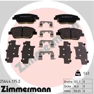 Piduriklotsi komplekt, ketaspidur ZIMMERMANN 25644.175.2