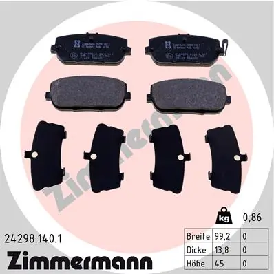 Piduriklotsi komplekt, ketaspidur ZIMMERMANN 24298.140.1