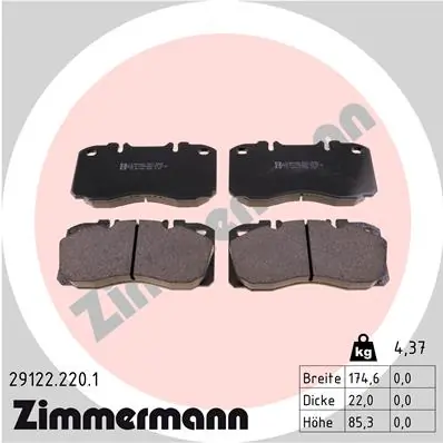 Piduriklotsi komplekt, ketaspidur ZIMMERMANN 29122.220.1