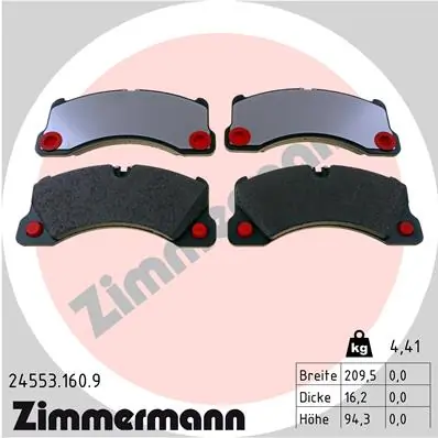 Piduriklotsi komplekt, ketaspidur ZIMMERMANN 24553.160.9