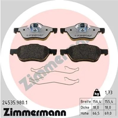 Piduriklotsi komplekt, ketaspidur ZIMMERMANN 24535.980.1