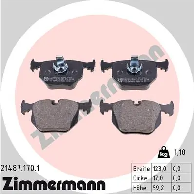 Piduriklotsi komplekt, ketaspidur ZIMMERMANN 21487.170.1
