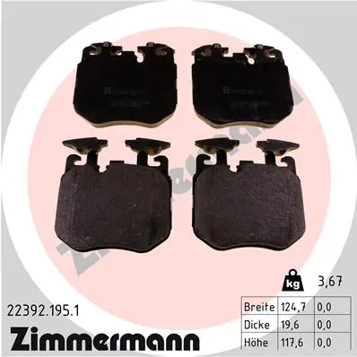 Piduriklotsi komplekt, ketaspidur ZIMMERMANN 22392.195.1