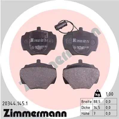 Piduriklotsi komplekt, ketaspidur ZIMMERMANN 20344.145.1