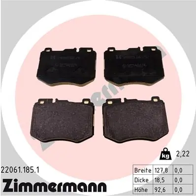 Piduriklotsi komplekt, ketaspidur ZIMMERMANN 22061.185.1