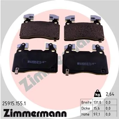 Piduriklotsi komplekt, ketaspidur ZIMMERMANN 25915.155.1