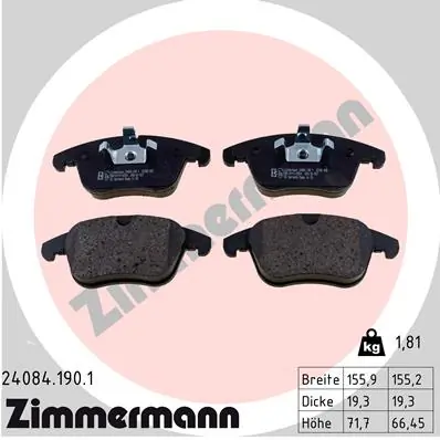 Piduriklotsi komplekt, ketaspidur ZIMMERMANN 24084.190.1