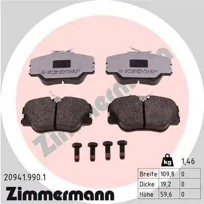 Piduriklotsi komplekt, ketaspidur ZIMMERMANN 20941.990.1