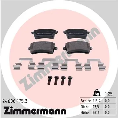 Piduriklotsi komplekt, ketaspidur ZIMMERMANN 24606.175.3