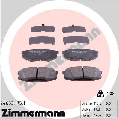 Piduriklotsi komplekt, ketaspidur ZIMMERMANN 24653.175.1