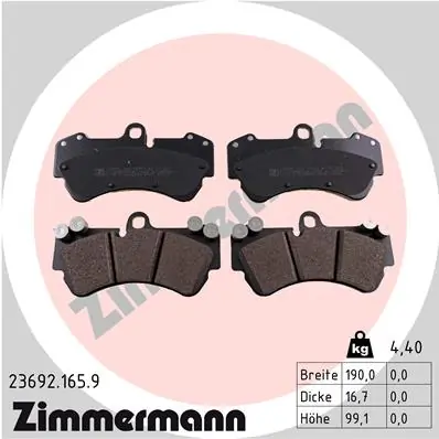 Piduriklotsi komplekt, ketaspidur ZIMMERMANN 23692.165.9