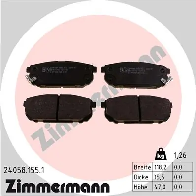 Piduriklotsi komplekt, ketaspidur ZIMMERMANN 24058.155.1