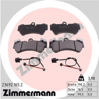 Piduriklotsi komplekt, ketaspidur ZIMMERMANN 23692.165.2