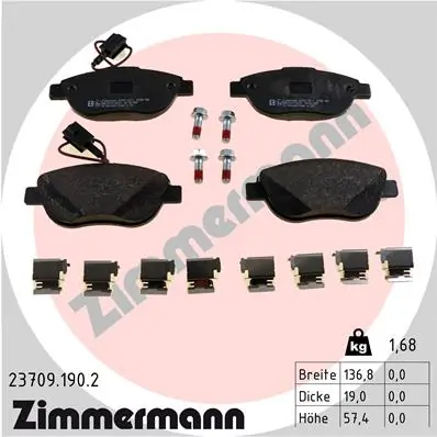 Piduriklotsi komplekt, ketaspidur ZIMMERMANN 23709.190.2