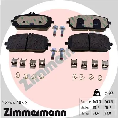 Piduriklotsi komplekt, ketaspidur ZIMMERMANN 22944.185.2