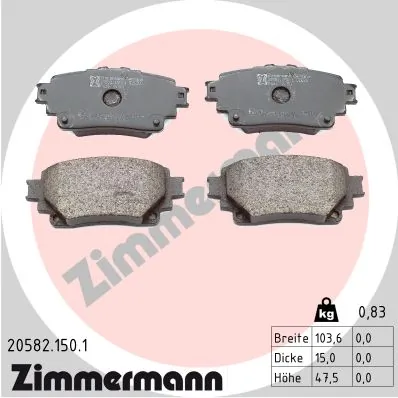 Piduriklotsi komplekt, ketaspidur ZIMMERMANN 20582.150.1