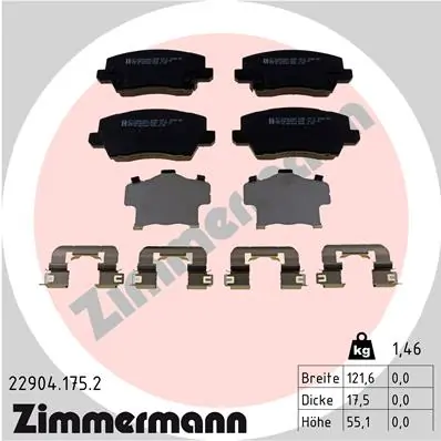 Piduriklotsi komplekt, ketaspidur ZIMMERMANN 22904.175.2