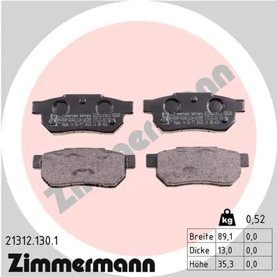 Piduriklotsi komplekt, ketaspidur ZIMMERMANN 21312.130.1