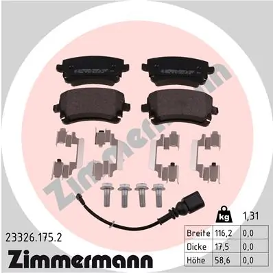 Piduriklotsi komplekt, ketaspidur ZIMMERMANN 23326.175.2