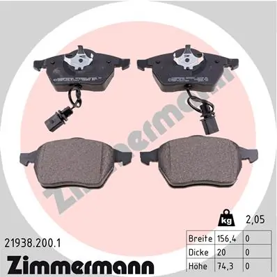 Piduriklotsi komplekt, ketaspidur ZIMMERMANN 21938.200.1