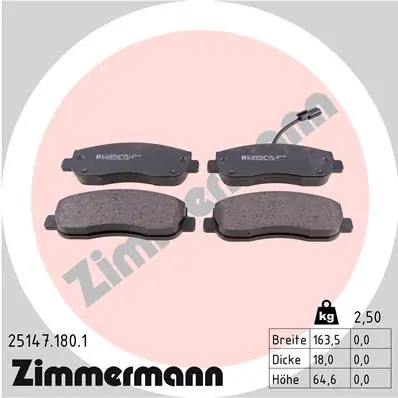 Piduriklotsi komplekt, ketaspidur ZIMMERMANN 25147.180.1