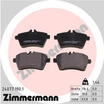 Piduriklotsi komplekt, ketaspidur ZIMMERMANN 24077.190.1