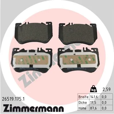 Piduriklotsi komplekt, ketaspidur ZIMMERMANN 26519.175.1