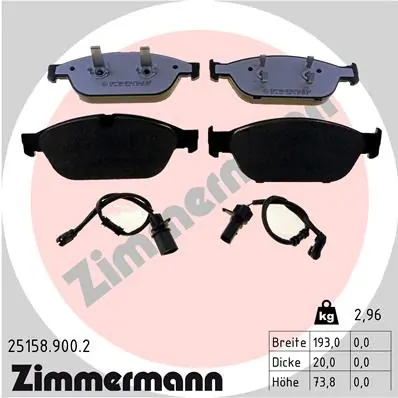 Piduriklotsi komplekt, ketaspidur ZIMMERMANN 25158.900.2