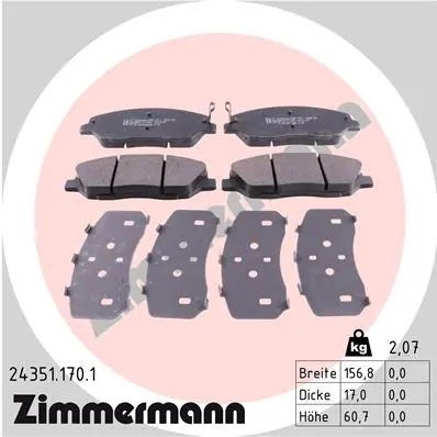 Piduriklotsi komplekt, ketaspidur ZIMMERMANN 24351.170.1