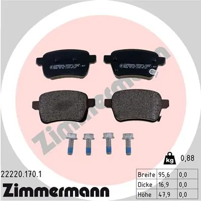 Piduriklotsi komplekt, ketaspidur ZIMMERMANN 22220.170.1