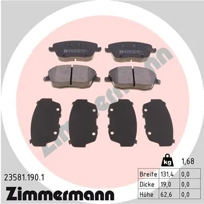 Piduriklotsi komplekt, ketaspidur ZIMMERMANN 23581.190.1