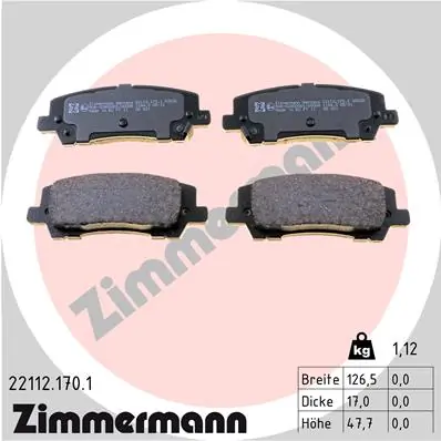 Piduriklotsi komplekt, ketaspidur ZIMMERMANN 22112.170.1
