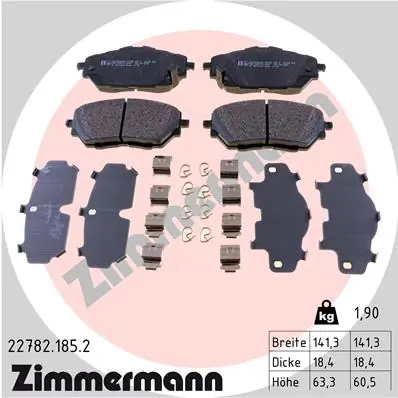 Piduriklotsi komplekt, ketaspidur ZIMMERMANN 22782.185.2