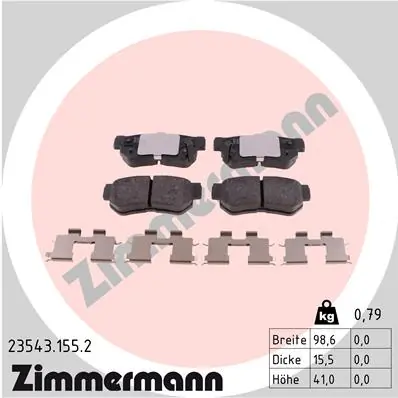 Piduriklotsi komplekt, ketaspidur ZIMMERMANN 23543.155.2
