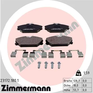 Piduriklotsi komplekt, ketaspidur ZIMMERMANN 23172.180.1
