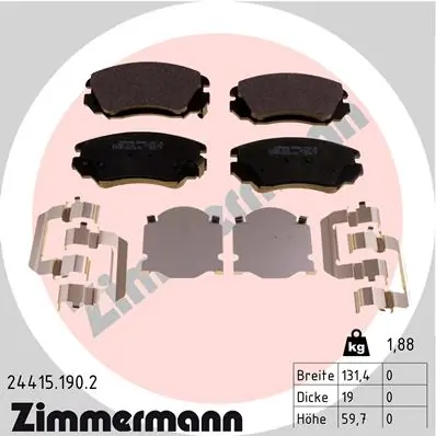 Piduriklotsi komplekt, ketaspidur ZIMMERMANN 24415.190.2