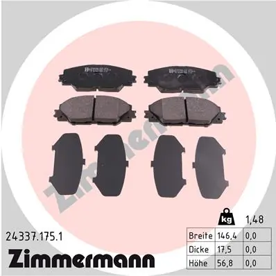 Piduriklotsi komplekt, ketaspidur ZIMMERMANN 24337.175.1
