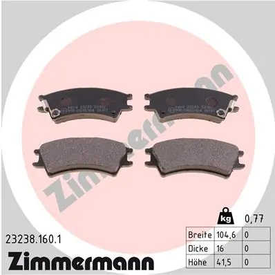 Piduriklotsi komplekt, ketaspidur ZIMMERMANN 23238.160.1