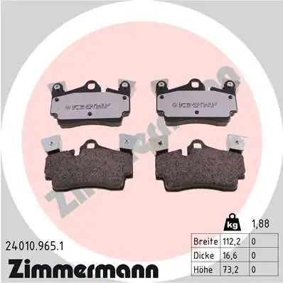 Piduriklotsi komplekt, ketaspidur ZIMMERMANN 24010.965.1