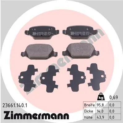 Piduriklotsi komplekt, ketaspidur ZIMMERMANN 23661.140.1