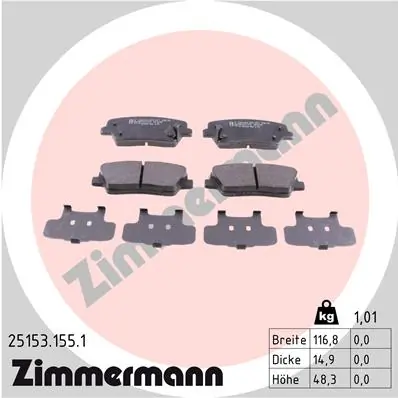 Piduriklotsi komplekt, ketaspidur ZIMMERMANN 25153.155.1