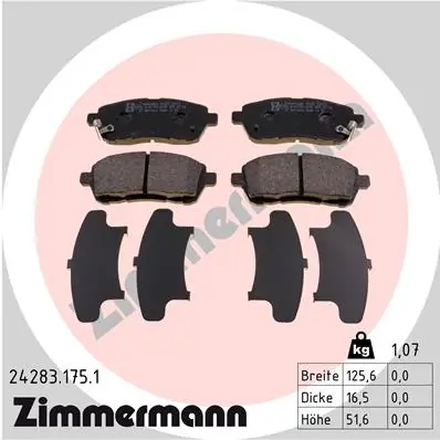 Piduriklotsi komplekt, ketaspidur ZIMMERMANN 24283.175.1